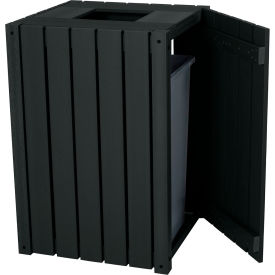 Square Commercial Trash Can, 30 - 39 Gallon Capacity, Black