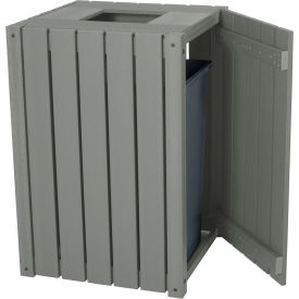 Square Commercial Trash Can, 30 - 39 Gallon Capacity, Coastal Teak