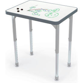 Porcelain Hierarchy Desk, Porcelain Steel Top, Platinum Legs, Charcoal