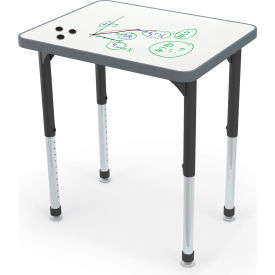 Porcelain Hierarchy Desk, Porcelain Steel Top, Platinum Legs (Youth Height), Charcoal