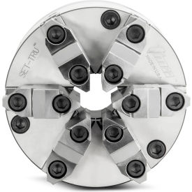 SET-TRU™ 6-Jaw (2 Piece) Scroll Chuck, Forged Steel, Plain Back, 9-13/16" Dia.