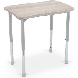 Hierarchy Creator Rectangle Desk, Platinum Legs, Gray Elm with Matching Edge Band