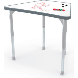 Hierarchy Beam Desk, Porcelain Steel Top, Platinum Legs, Charcoal Edge