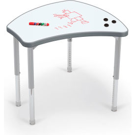Hierarchy Standard Shapes Desk, Porcelain Steel Top, Platinum Legs, Charcoal