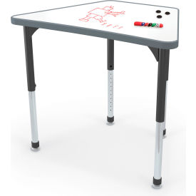 Hierarchy Beam Desk, Porcelain Steel Top, Platinum Legs (Youth Height), Charcoal Edge