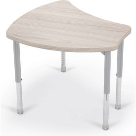 Hierarchy Standard Shapes Desk, Platinum Legs, Gray Elm with Matching Edge