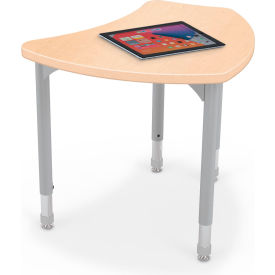 Hierarchy Standard Shapes Desk, Platinum Legs, Fusion Maple with Matching Edge
