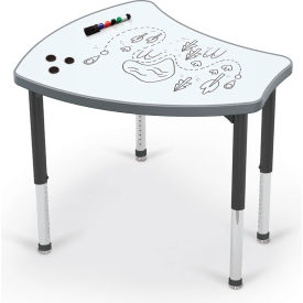 Hierarchy Standard Shapes Desk, Porcelain Steel Top, Black Legs