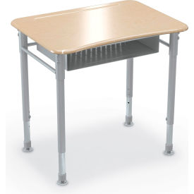 Astute Hard Plastic Desk, 26"W x 19-5/16"D, Fusion Maple with Matching Edge Band