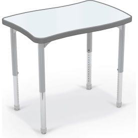 Hierarchy Creator Rectangle Desk, Porcelain Steel Top, Platinum Legs, Charcoal