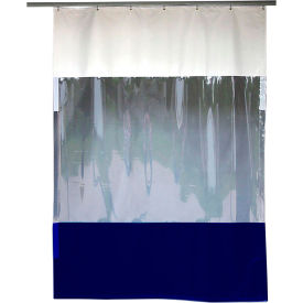Industrial Curtain, 0.02" Thick, 8'W x 12'H, Clear/Royal Blue/White