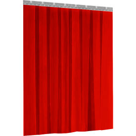 Welding Strip Door, 7'W x 7'H, Semi-Transparent Red Weldgrade PVC