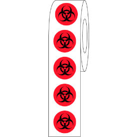 Cryo Label 9.5mm Biohazard Dots, Red/Black, 1000/Roll