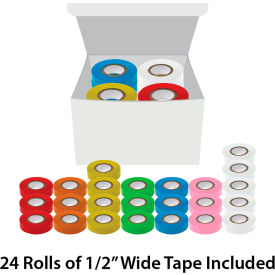 Labeling Tape, 1/2" x 500", Multi-Color, 24 Rolls/Box