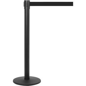 QueuePro 250 Premium Black Stanchion, 2-1/2" Black Post, 11' Black Belt, 2/Pk