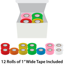 Labeling Tape, 1" x 500", Multi-Color, 12 Rolls/Box
