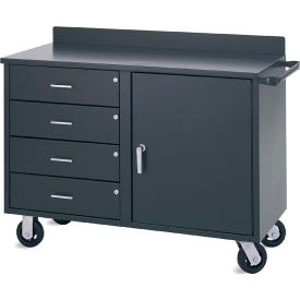 Mobile Utility Cabinet w/ 4 Drawers, 1 Door & Shelf, 51"W x 22"D, Gray