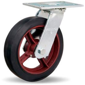 General Service Swivel 8 x 2 Mold-On Rubber Roller 500 Lb. Caster