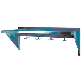 Stainless Steel Wall Mounted Shelf, 15" x 120" with Hooks