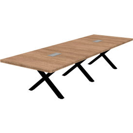 Executive Office Conference Table, X-Style Base, 144"L x 48"W x 30"H, Aged Oak
