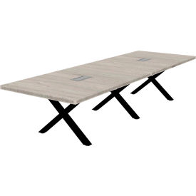 Executive Office Conference Table, X-Style Base, 144"L x 48"W x 30"H, Dove Oak