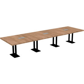 Executive Office Conference Table, Parsons Cast Iron Base, 168"Lx48"Wx30"H, Aged Oak