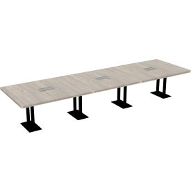 Executive Office Conference Table, Parsons Cast Iron Base, 168"Lx48"Wx30"H, Dove Oak