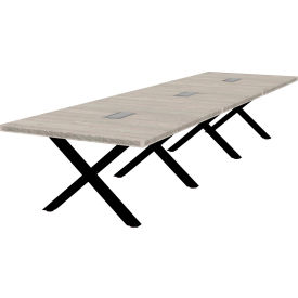 Executive Office Conference Table, X-Style Base, 168"L x 48"W x 30"H, Dove Oak
