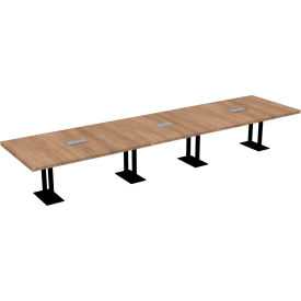 Executive Office Conference Table, Parsons Cast Iron Base, 192"Lx48"Wx30"H, Aged Oak