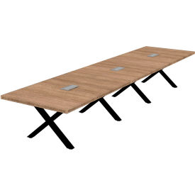 Executive Office Conference Table, X-Style Base, 192"L x 48"W x 30"H, Aged Oak
