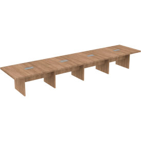 Executive Office Conference Table, Slab Base, 216"L x 48"W x 30"H, Aged Oak