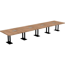 Executive Office Conference Table, Parsons Cast Iron Base, 216"Lx48"Wx30"H, Aged Oak