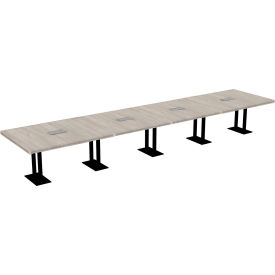 Executive Office Conference Table, Parsons Cast Iron Base, 216"Lx48"Wx30"H, Dove Oak