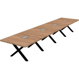 Executive Office Conference Table, X-Style Base, 216"L x 48"W x 30"H, Aged Oak