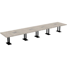 Executive Office Conference Table, Parsons Cast Iron Base, 240"Lx48"Wx30"H, Dove Oak