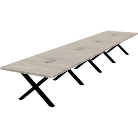 Executive Office Conference Table, X-Style Base, 240"L x 48"W x 30"H, Dove Oak