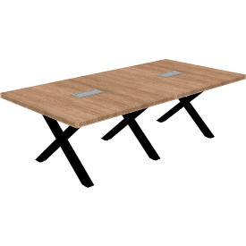 Executive Office Conference Table, X-Style Base, 96"L x 48"W x 30"H, Aged Oak