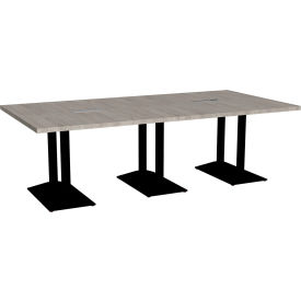 Executive Office Conference Table, Parsons Cast Iron Base, 96"Lx48"Wx30"H, Dove Oak