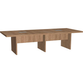 Executive Office Conference Table, Slab Base, 120"L x 48"W x 30"H, Aged Oak