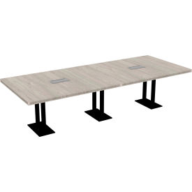 Executive Office Conference Table, Parsons Cast Iron Base, 120"Lx48"Wx30"H, Dove Oak