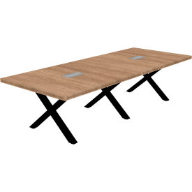Executive Office Conference Table, X-Style Base, 120"L x 48"W x 30"H, Aged Oak