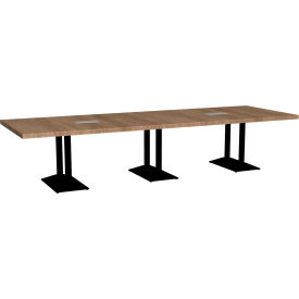 Executive Office Conference Table, Parsons Cast Iron Base, 144"Lx48"Wx30"H, Aged Oak