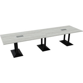 Executive Office Conference Table, Parsons Cast Iron Base, 144"Lx48"Wx30"H, Dove Oak