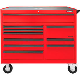 10 Drawer Roller Cabinet, 48-1/2"W x 20"D x 43-1/4"H, Red