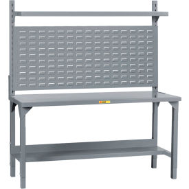 Heavy-Duty Adjustable Height Packaging Table with Louvered Panel, Lower Shelf, 48"W x 30"D
