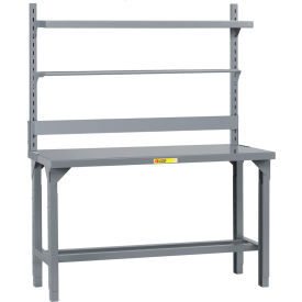 HD Adj. Height Packaging Table w/Bin Rail, Roll Goods Holder, Open Base, 48"Wx24"D
