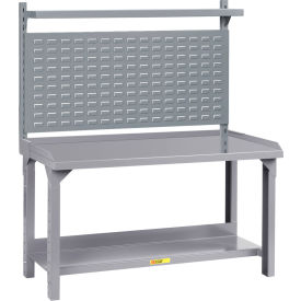 HD Adj. Height Packaging Table w/Retaining Lips, Louvered Panel, Shelf, 72"Wx30"D