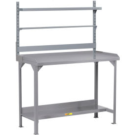 HD Packaging Table w/Retaining Lips, Roll Goods Holder & Lower Shelf, 60"W x 24"D