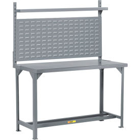 Heavy-Duty Packaging Table with Louvered Panel, Open Base, Shelf, 60"W x 24"D