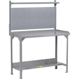 HD Packaging Table with Retaining Lips, Pegboard Panel, Lower Shelf, 48"W x 24"D